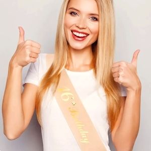 HAPPY SWEET 16 BIRTHDAY SASH-LIGHT PINK 🎂